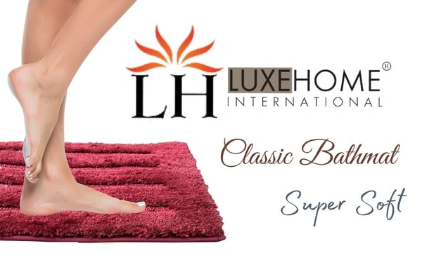 Luxe Home International Bathmat Classic Microfiber 2500 GSM Anti-Skid ( 45x75 cm, Grey, Pack of 1 ) - 45x75 cm, Grey