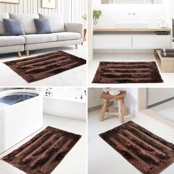 Luxe Home International Bathmat Classic Microfiber 2500 GSM Anti-Skid ( 40x60 cm, Coffee, Pack of 2 ) - 40x60 cm, Coffee