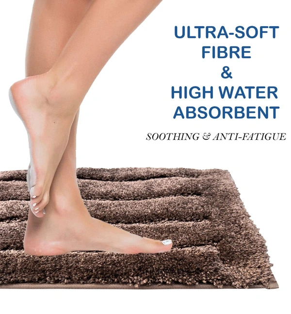 Luxe Home International Bathmat Classic Microfiber 2500 GSM Anti-Skid ( 40x60 cm, Coffee, Pack of 2 ) - 40x60 cm, Coffee
