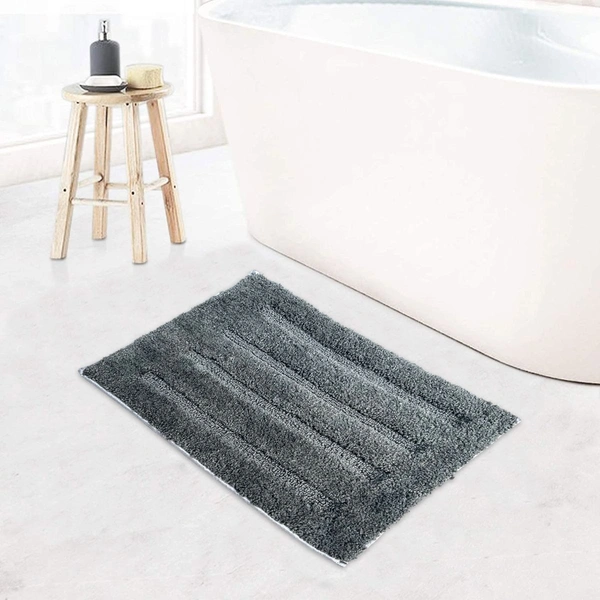 Luxe Home International Bathmat Classic Microfiber 2500 GSM Anti-Skid ( 45x75 cm, Grey, Pack of 1 ) - 45x75 cm, Grey