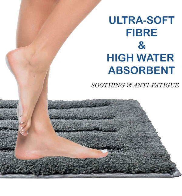 Luxe Home International Bathmat Classic Microfiber 2500 GSM Anti-Skid ( 45x75 cm, Grey, Pack of 1 ) - 45x75 cm, Grey