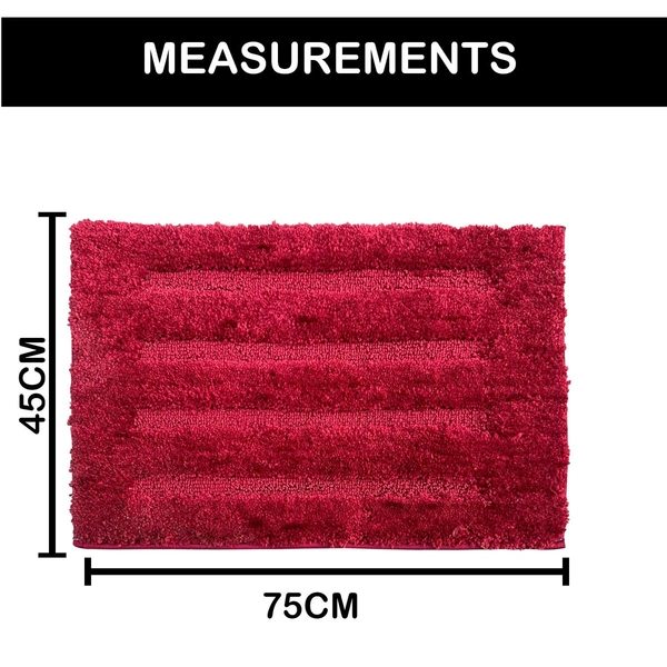 Luxe Home International Bathmat Classic Microfiber 2500 GSM Anti-Skid ( 45x75 cm, Maroon, Pack of 1 ) - 45x75 cm, Maroon
