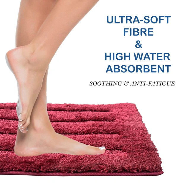 Luxe Home International Bathmat Classic Microfiber 2500 GSM Anti-Skid ( 40x60 cm, Maroon, Pack of 1 ) - 40x60 cm, Maroon