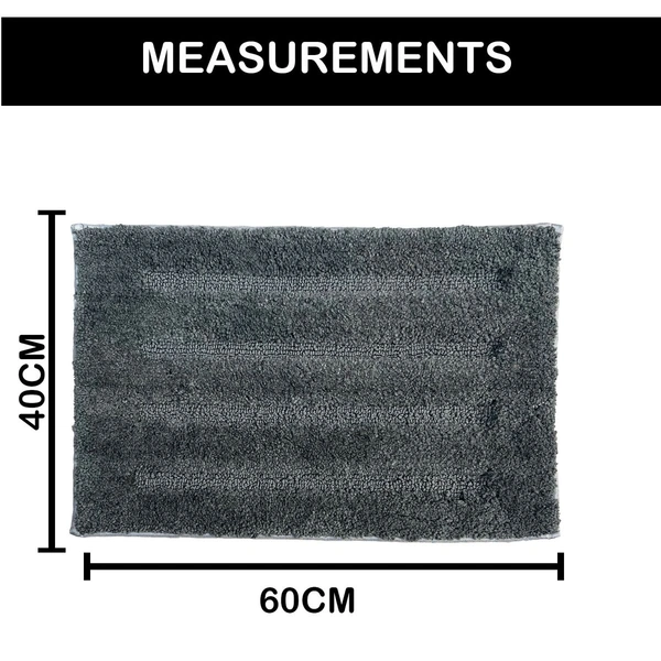 Luxe Home International Bathmat Classic Microfiber 2500 GSM Anti-Skid ( 40x60 cm, Grey, Pack of 1 ) - 40x60 cm, Grey