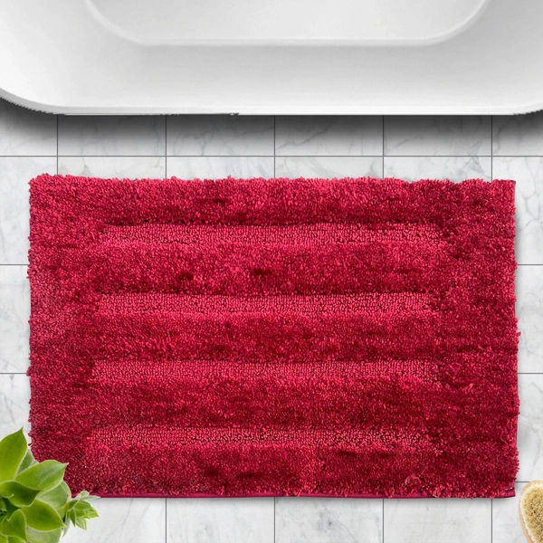 Luxe Home International Bathmat Classic Microfiber 2500 GSM Anti-Skid ( 40x60 cm, Maroon, Pack of 1 ) - 40x60 cm, Maroon
