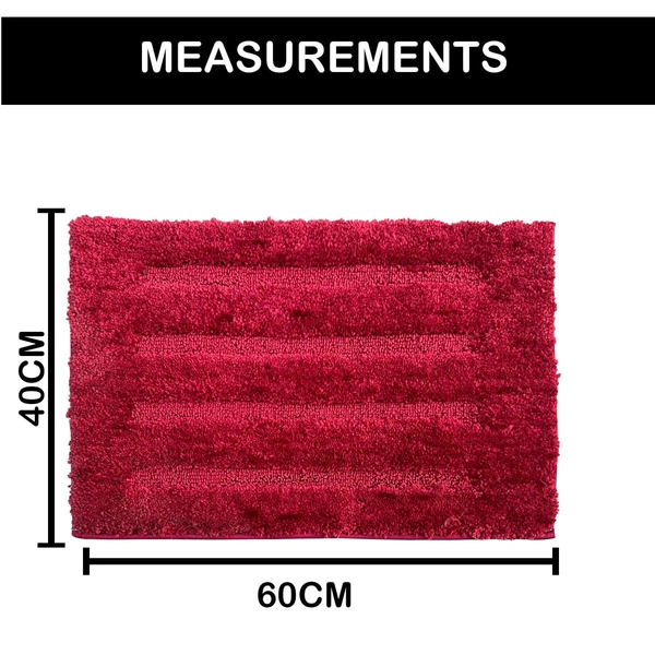 Luxe Home International Bathmat Classic Microfiber 2500 GSM Anti-Skid ( 40x60 cm, Maroon, Pack of 1 ) - 40x60 cm, Maroon