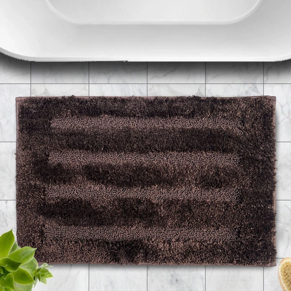 Luxe Home International Bathmat Classic Microfiber 2500 GSM Anti-Skid ( 40x60 cm, Chocolate, Pack of 1 ) - 40x60 cm, Chocolate