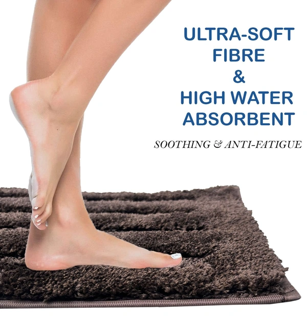 Luxe Home International Bathmat Classic Microfiber 2500 GSM Anti-Skid ( 40x60 cm, Chocolate, Pack of 2 ) - 40x60 cm, Chocolate