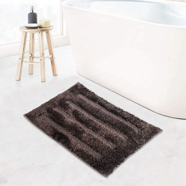 Luxe Home International Bathmat Classic Microfiber 2500 GSM Anti-Skid ( 45x75 cm, Chocolate, Pack of 1 ) - 45x75 cm, Chocolate