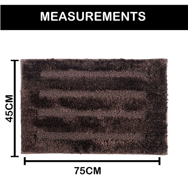 Luxe Home International Bathmat Classic Microfiber 2500 GSM Anti-Skid ( 45x75 cm, Chocolate, Pack of 1 ) - 45x75 cm, Chocolate