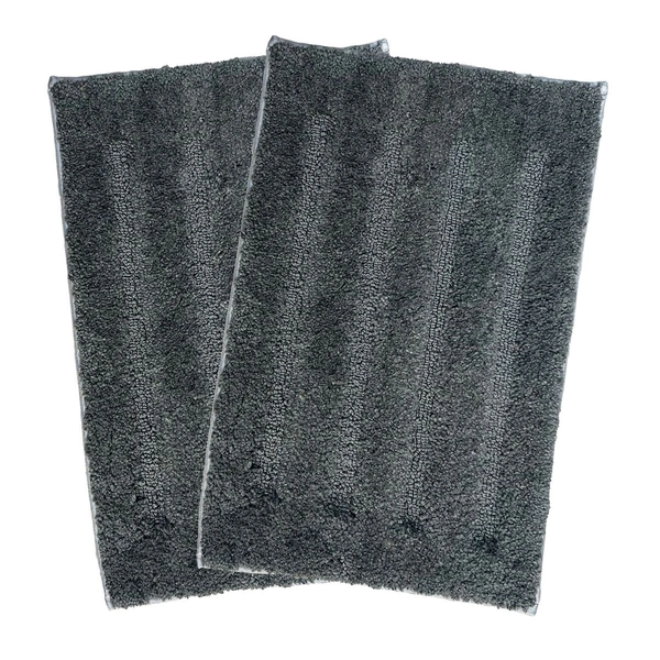 Luxe Home International Bathmat Classic Microfiber 2500 GSM Anti-Skid ( 40x60 cm, Grey, Pack of 2 ) - 40x60 cm, Grey