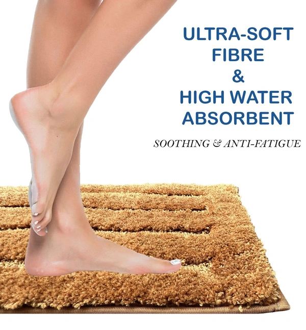 Luxe Home International Bathmat Classic Microfiber 2500 GSM Anti-Skid ( 40x60 cm, Gold, Pack of 2 ) - 40x60 cm, Gold