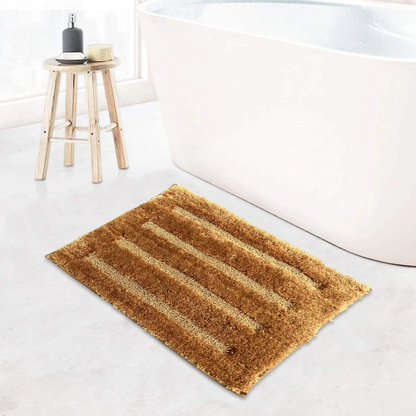 Luxe Home International Bathmat Classic Microfiber 2500 GSM Anti-Skid ( 45x75 cm, Gold, Pack of 1 ) - 45x75 cm, Gold