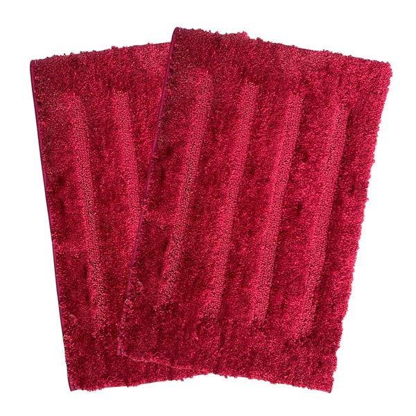 Luxe Home International Bathmat Classic Microfiber 2500 GSM Anti-Skid ( 40x60 cm, Maroon, Pack of 2 ) - 40x60 cm, Maroon