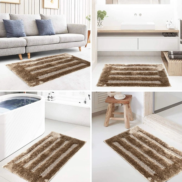 Luxe Home International Bathmat Classic Microfiber 2500 GSM Anti-Skid ( 45x75 cm, Mocka, Pack of 1 ) - 45x75 cm, Mocka