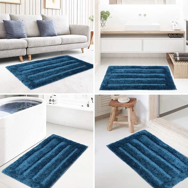 Luxe Home International Bathmat Classic Microfiber 2500 GSM Anti-Skid ( 40x60 cm, Teal, Pack of 2 ) - 40x60 cm, Teal