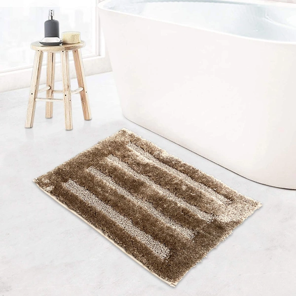Luxe Home International Bathmat Classic Microfiber 2500 GSM Anti-Skid ( 45x75 cm, Mocka, Pack of 1 ) - 45x75 cm, Mocka