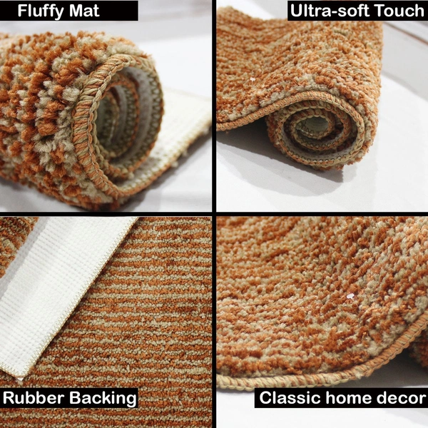 Luxe Home International Bathmat Comfort Microfiber 1600 GSM Anti-Skid ( 38x58 cm, Terra, Pack of 1 ) - Terra