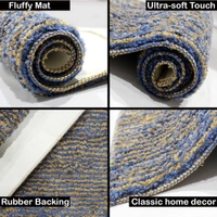 Luxe Home International Bathmat Comfort Microfiber 1600 GSM Anti-Skid ( 38x58 cm, Blue, Pack of 1 ) - Blue