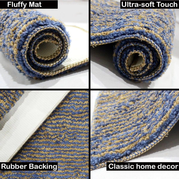 Luxe Home International Bathmat Comfort Microfiber 1600 GSM Anti-Skid ( 38x58 cm, Blue, Pack of 1 ) - Blue