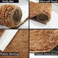 Luxe Home International Runner Comfort Microfiber 1600 GSM Anti-Skid ( 58x140 cm, Terra, Pack of 1 ) - Terra