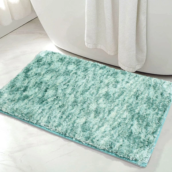 Luxe Home International Bathmat Hawaii Microfiber 2500 GSM Anti-Skid ( Aqua , 40 Cm x 60 Cm , Pack of 1 ) - 40x60 cm, Aqua