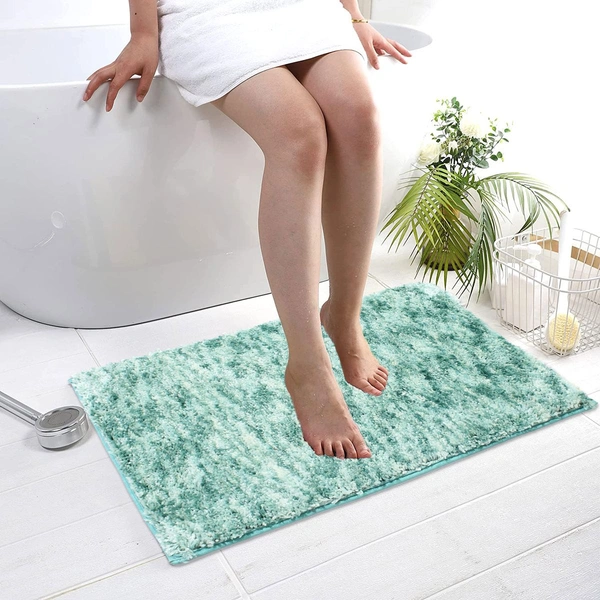 Luxe Home International Bathmat Hawaii Microfiber 2500 GSM Anti-Skid ( Aqua , 45 Cm x 75 Cm , Pack of 1 ) - 45x75 cm, Aqua