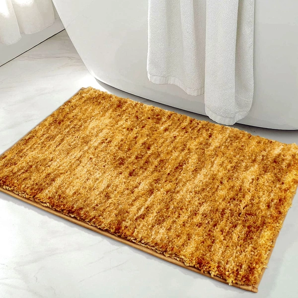 Luxe Home International Bathmat Hawaii Microfiber 2500 GSM Anti-Skid ( Gold , 40 Cm x 60 Cm , Pack of 1 ) - 40x60 cm, Gold