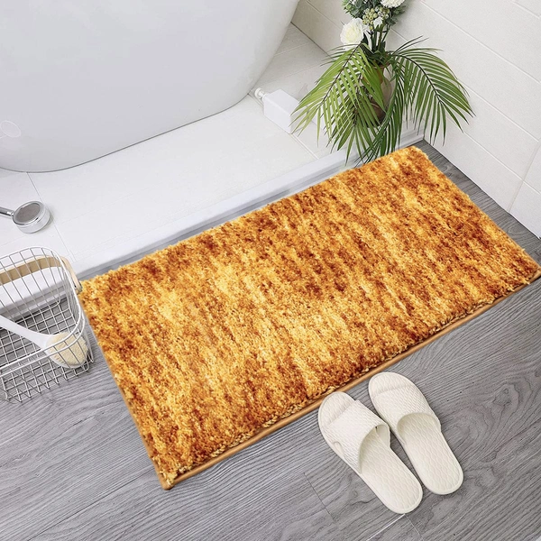 Luxe Home International Bathmat Hawaii Microfiber 2500 GSM Anti-Skid ( Gold , 60 Cm x 90 Cm , Pack of 1 ) - 60x90 cm, Gold