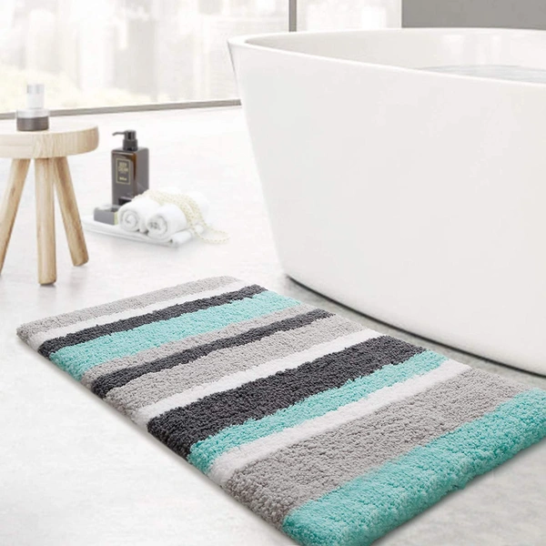 Luxe Home International Bathmat Italia Microfiber 2500 GSM Anti-Skid Super Soft ( Aqua , 45 Cm x 75 Cm , Pack of 1 ) - 45x75 cm, Aqua