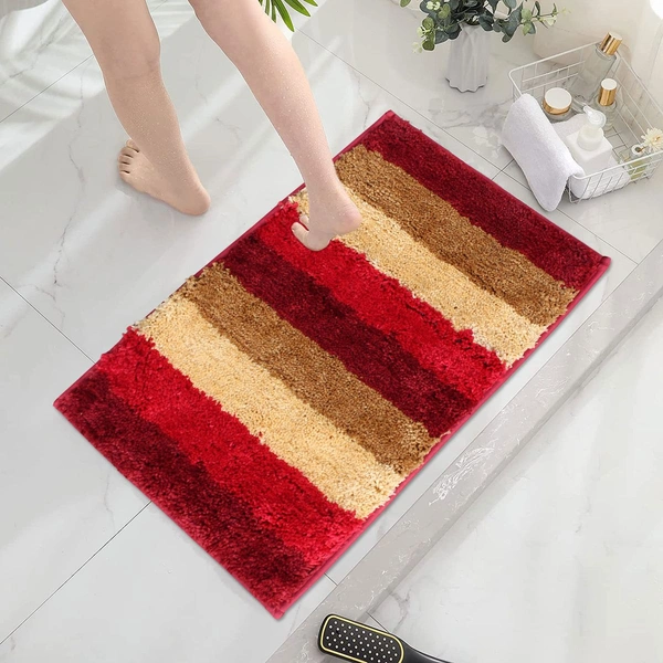 Luxe Home International Bathmat Jaricho Microfiber 2500 GSM Anti-Skid ( 45Cm x 75Cm , Cherry , Pack of 1 ) - 45x75 cm, Cherry