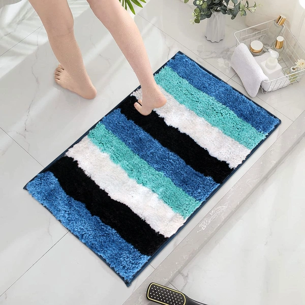 Luxe Home International Bathmat Jaricho Microfiber 2500 GSM Anti-Skid ( 45Cm x 75Cm , Ocean , Pack of 1 ) - 45x75 cm, Ocean