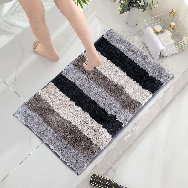 Luxe Home International Bathmat Jaricho Microfiber 2500 GSM Anti-Skid ( 45Cm x 75Cm , Shadow , Pack of 1 ) - 45x75 cm, Shadow