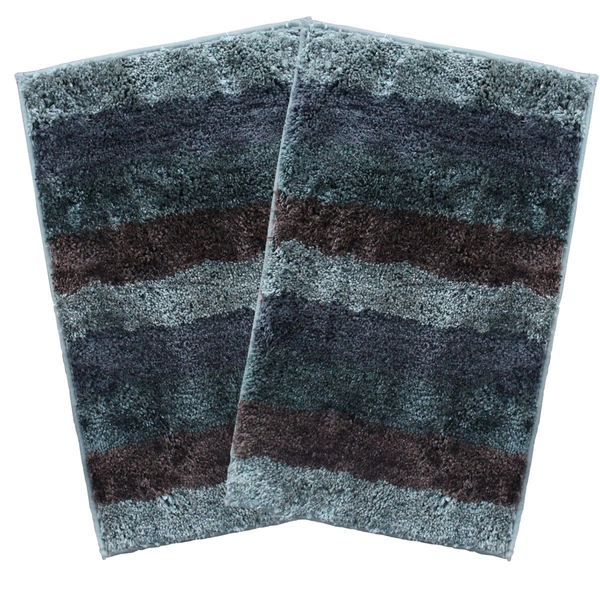 Luxe Home International Bathmat Jaricho Microfiber 2500 GSM Anti-Skid ( 40Cm x 60Cm , Burn Green , Pack of 2 ) - 40x60 cm, Burn Green