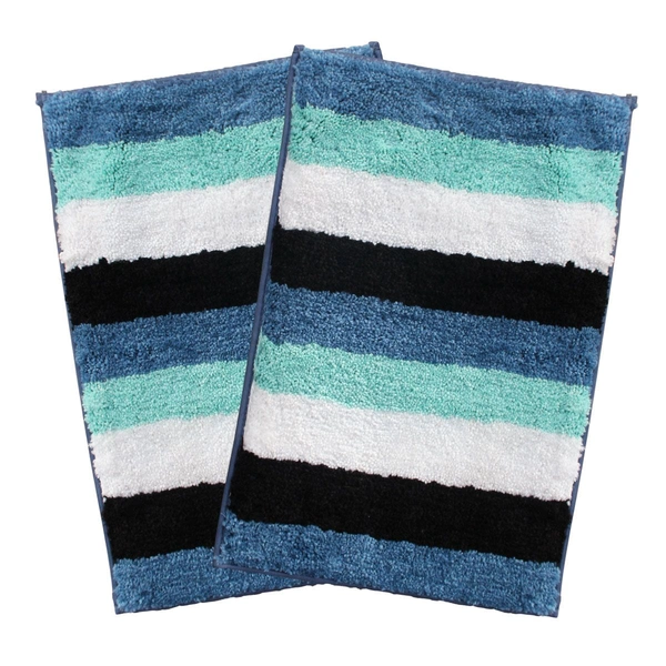 Luxe Home International Bathmat Jaricho Microfiber 2500 GSM Anti-Skid ( 40Cm x 60Cm , Ocean , Pack of 2 ) - 40x60 cm, Ocean