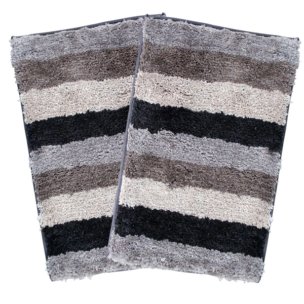 Luxe Home International Bathmat Jaricho Microfiber 2500 GSM Anti-Skid ( 40Cm x 60Cm , Shadow , Pack of 2 ) - 40x60 cm, Shadow