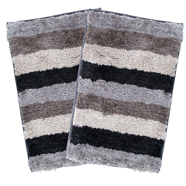 Luxe Home International Bathmat Jaricho Microfiber 2500 GSM Anti-Skid ( 40Cm x 60Cm , Shadow , Pack of 2 ) - 40x60 cm, Shadow