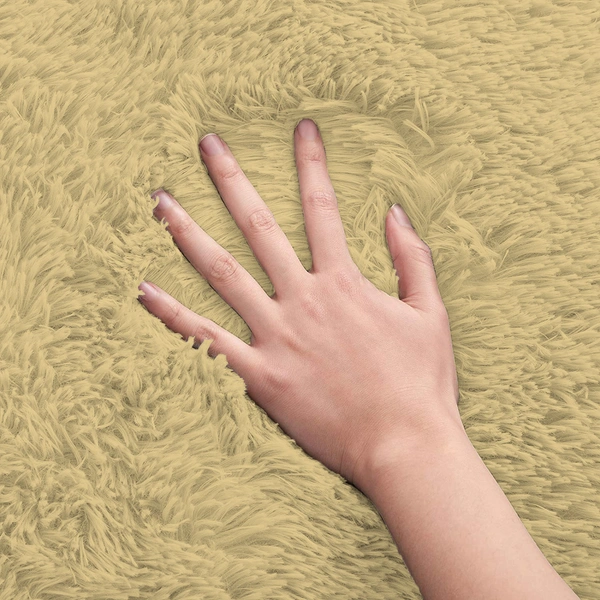 Luxe Home International Bathmat Marino Fur 2000 GSM Super Soft ( Gold , 45x75 Cm , Pack of 1 ) - 45x75 cm, Gold