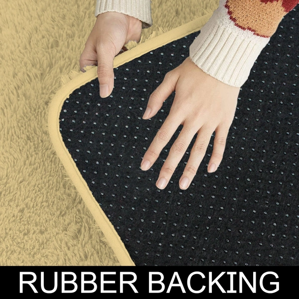 Luxe Home International Bathmat Marino Fur 2000 GSM Super Soft ( Gold , 45x75 Cm , Pack of 1 ) - 45x75 cm, Gold