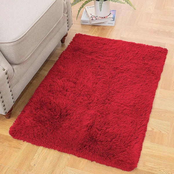 Luxe Home International Bathmat Marino Fur 2000 GSM Super Soft ( Maroon , 60x90 Cm , Pack of 1 ) - 60x90 cm, Maroon