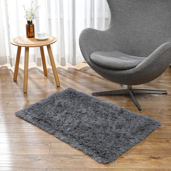 Luxe Home International Bathmat Marino Fur 2000 GSM Super Soft ( Grey , 45x75 Cm , Pack of 1 ) - 45x75 cm, Grey