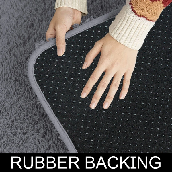 Luxe Home International Bathmat Marino Fur 2000 GSM Super Soft ( Grey , 60x90 Cm , Pack of 1 ) - 60x90 cm, Grey