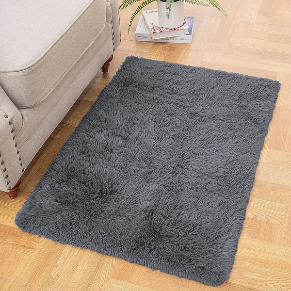 Luxe Home International Bathmat Marino Fur 2000 GSM Super Soft ( Grey , 60x90 Cm , Pack of 1 ) - 60x90 cm, Grey