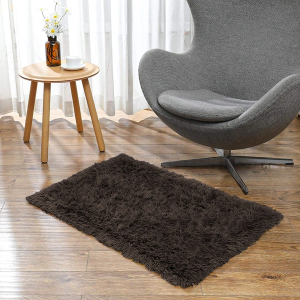 Luxe Home International Bathmat Marino Fur 2000 GSM Super Soft ( Chocolat , 45x75 Cm , Pack of 1 ) - 45x75 cm, Chocolat