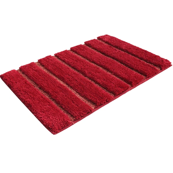 Luxe Home International Bathmat Mexico Microfiber 2500 GSM Anti-Skid ( Maroon , 38 Cm x 58 Cm , Pack of 1 ) - Maroon