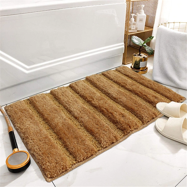 Luxe Home International Bathmat Mexico Microfiber 2500 GSM Anti-Skid ( Beige , 38 Cm x 58 Cm , Pack of 1 ) - Beige