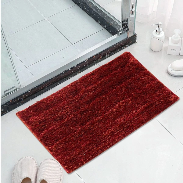 Luxe Home International Bathmat Moscow Microfiber 1600 GSM Anti-Skid ( Maroon , 38 Cm x 58 Cm , Pack of 1 ) - Maroon
