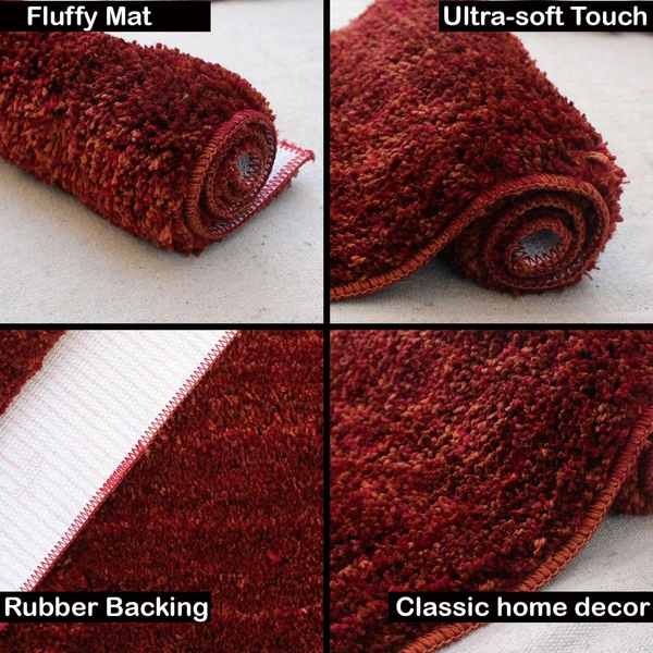 Luxe Home International Bathmat Moscow Microfiber 1600 GSM Anti-Skid ( Maroon , 38 Cm x 58 Cm , Pack of 1 ) - Maroon
