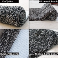 Luxe Home International Runner Moscow Microfiber 1600 GSM Anti-Skid ( Slate , 58 Cm x 140 Cm , Pack of 1 ) - Slate