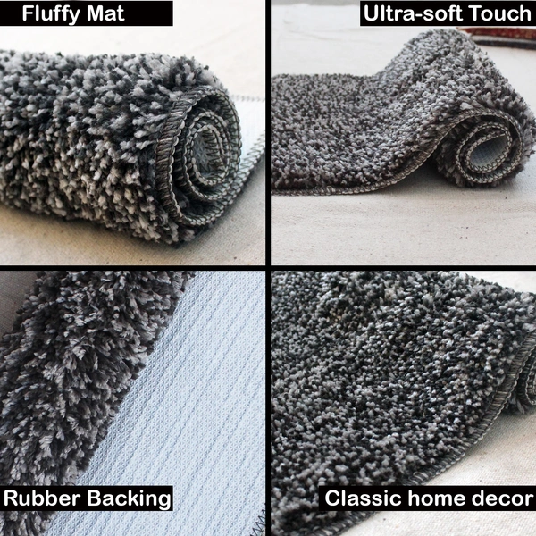 Luxe Home International Runner Moscow Microfiber 1600 GSM Anti-Skid ( Slate , 58 Cm x 140 Cm , Pack of 1 ) - Slate